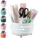 Pencil Holder For Desk 5 Slots 360Â°Degree Rotating Desk Organizers And Accessories Desktop Storage Stationery Supplies Organizer Cute Pencil Cup Pot For Office School Home (B-White)