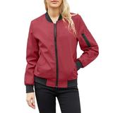 CZHJS Women s Fashion Outerwear Thicken Jackets Outdoor Oversized Baseball Shirts Zip up Lightweight Jacket Winter Clothes Clearance Trendy Solid Color Wine XXL