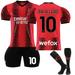 XNB 2023-2024 AC Milan Home Shirt #10 Rafael Leao Sportswear Soccer Jersey Activewear Set