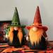 Happy Date Lighted Halloween Table Decorations LED Color Changing Handmade Gnome Tomte Swedish Light up Scandinavian Tomte Nisse Nordic Figurine Plush Elf Toy