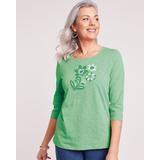 Blair Women's Slub Knit Embroidered Top - Green - 3XL - Womens