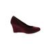 Dexflex Wedges: Burgundy Solid Shoes - Women's Size 7 1/2 - Almond Toe