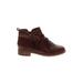 Earth Ankle Boots: Burgundy Solid Shoes - Women's Size 8 1/2 - Round Toe