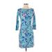Lilly Pulitzer Casual Dress - Sheath Crew Neck 3/4 sleeves: Blue Dresses - Women's Size 2X-Small