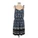 Ann Taylor LOFT Casual Dress - Mini V-Neck Sleeveless: Blue Dresses - Women's Size Large