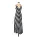 Love Stitch Casual Dress - A-Line Plunge Sleeveless: Gray Stripes Dresses - Women's Size Medium