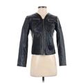 The Limited Faux Leather Jacket: Short Black Print Jackets & Outerwear - Women's Size 2X-Small Petite