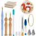 21PC Punch Needle Embroidery Kits Adjustable Punch Needle Tool Wooden Handle Embroidery Pen Hoops Punch Needle Cloth Punch Needle Kit Adults Beginner DIY Craft Perfect Decoration and Gifts