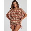 South Beach Copper Crochet Ruched Side Cover Up