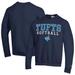 Men's Champion Navy Tufts University Jumbos Stack Logo Softball Powerblend Pullover Sweatshirt