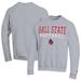Men's Champion Gray Ball State Cardinals Stack Logo Softball Powerblend Pullover Sweatshirt