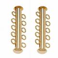 Slide Tube Clasp 5 Rings Strands 31mm 24 Clasps Bulk Pack 22K Gold Plated