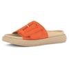 Pantolette GABOR, Damen, Gr. 39, orange, Ziegenveloursleder, unifarben, sportlich, Schuhe, Plateau, Sommerschuh, Schlappen mit großer Zierschnalle, Topseller