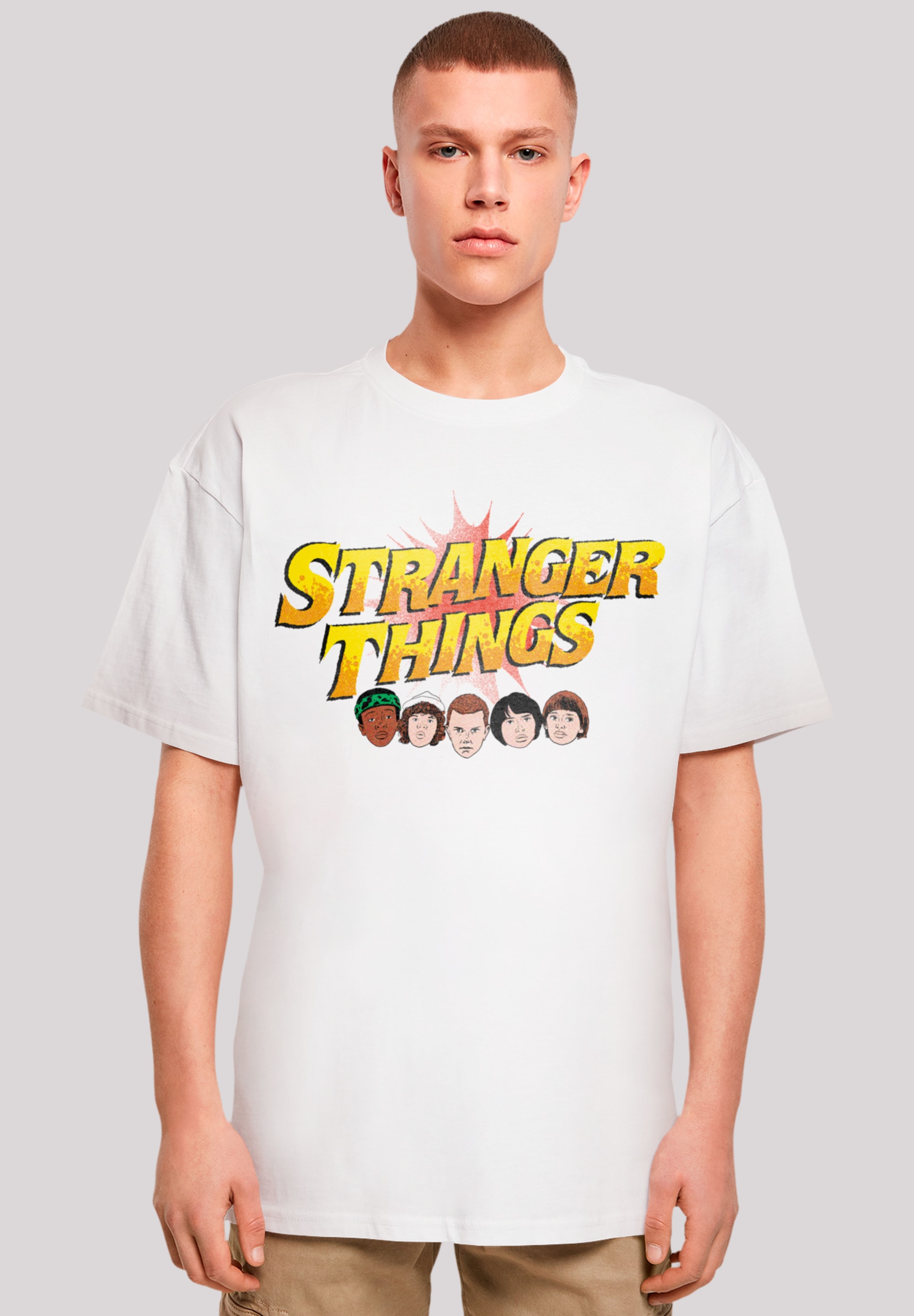 T-Shirt F4NT4STIC "Stranger Things Comic Heads", Herren, Gr. 5XL, weiß, Obermaterial: 100% Baumwolle, oversize, Rundhals, ohne Bündchen, Shirts, Premium Qualität Image