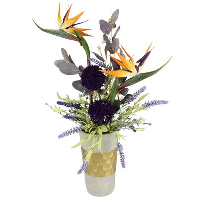 Kunstblume I.GE.A. "Gesteck aus Strelitzie, Allium und Lavendel", orange, B:34cm H:70cm L:30cm, Polyester, Kunstpflanzen Image