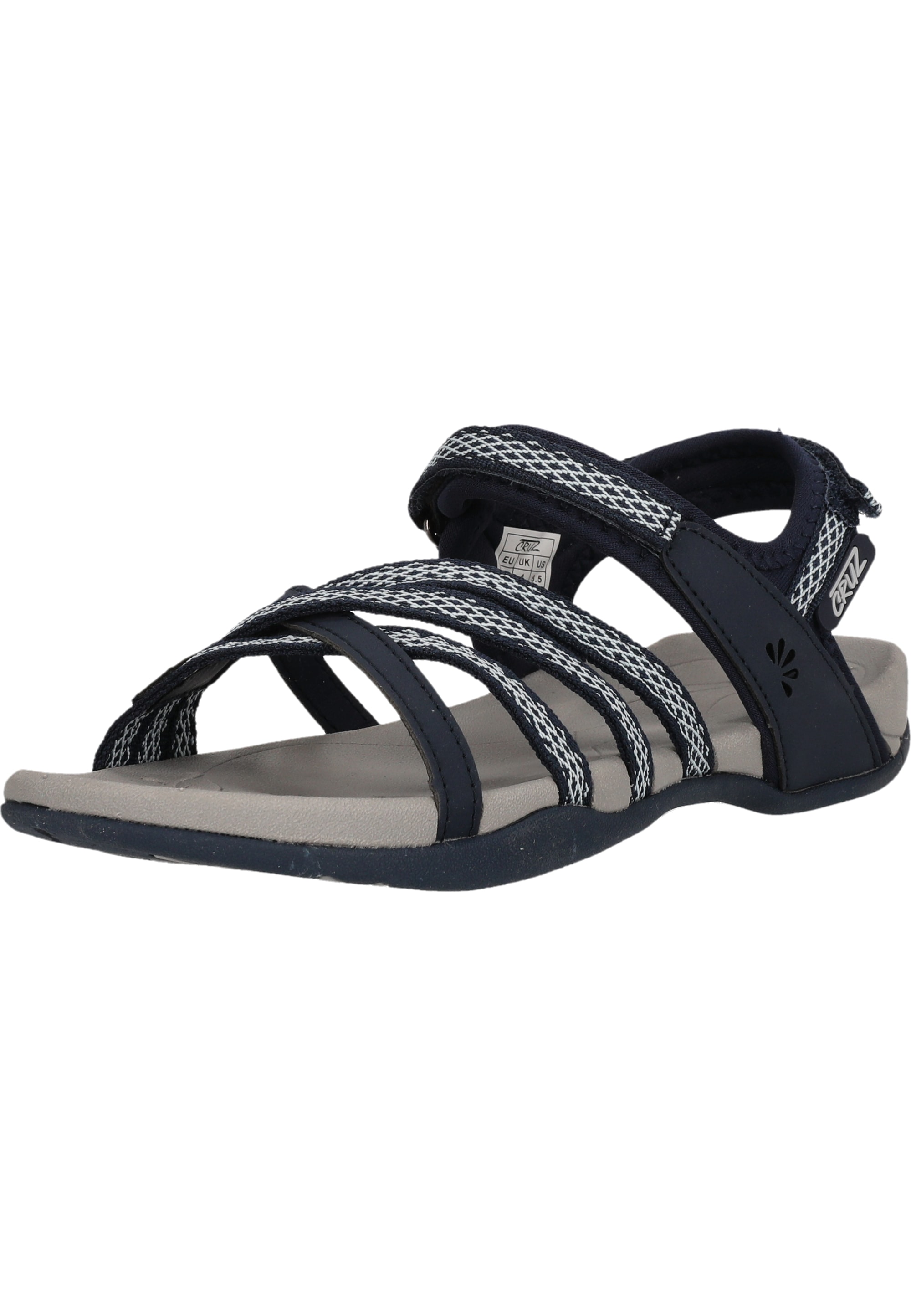 Sandale CRUZ "Aarhus", Damen, Gr. 36, blau (dunkelblau, weiß), Polyurethane, Schuhe Sandale, mit praktischem Klettverschluss