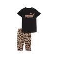 Trainingsanzug PUMA "MINICATS ANIMAL LEGGING SET" Gr. 92, schwarz (puma black) Kinder Sportanzüge Jogginganzüge