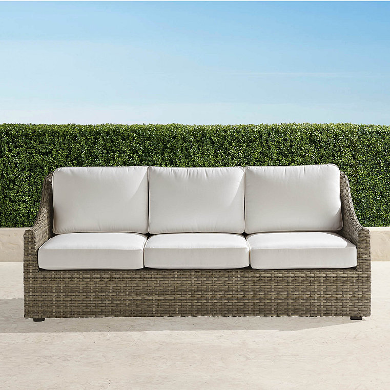 Ashby Sofa with Cushions in Putty Wicker - Quick Dry, Aruba - Frontgate