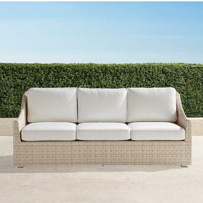 Ashby Sofa with Cushions in Shell Wicker - Quick Dry, Indigo - Frontgate
