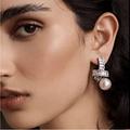 Anthropologie Jewelry | Anthropologie New Pearl Rhinestone Twist Earrings | Color: Silver | Size: Os