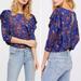 Free People Tops | Free People Dock Street Top Blue Floral Ruffle Large | Color: Blue | Size: L