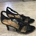 Nine West Shoes | Nine West Black Patent Strappy Heels, Sz 9 | Color: Black/Silver | Size: 9