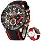 OLEVS Stylish Wrist Watch for Men,Silicone Strap Men Watches,Pro Diver Stainless Steel Chronograph Watch,Waterproof Date Dress Watch for Man,Large Face Male Watch, black watch, men watch