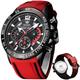 OLEVS Stylish Wrist Watch for Men,Silicone Strap Men Watches,Pro Diver Stainless Steel Chronograph Watch,Waterproof Date Dress Watch for Man,Large Face Male Watch, red black watch for men, men watch