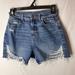 American Eagle Outfitters Shorts | American Eagle Women’s Shorts Highest Rise Mom Jean Short Ripped Denim Size 0 | Color: Blue | Size: 0