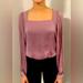 Free People Tops | Free People Silky Mauve Bodysuit Open Back Mesh Button Crotch Square Neck Small | Color: Pink | Size: S