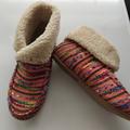 Free People Shoes | Free People Walnut Sherpa Lined Rainbow Moccasin 7us Euc | Color: Green/Orange | Size: 7