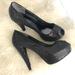 Nine West Shoes | Nine West Black Sequin Open Platform Pumps Heel | Color: Black | Size: 6.5