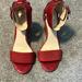 Nine West Shoes | Nine West 6.5m. Leather Upper Cherry Red. Heel Is Wooden. 3.75” Heel. | Color: Red/Tan | Size: 6.5