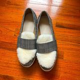 Anthropologie Shoes | Anthropology All Black Shearling Leather Loafers Sneakers Sz 38.5 | Color: Black/White | Size: 8