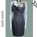 Nine West Dresses | Nine West Mini Dress Grey Gold Spaghetti Strap Rosette Flower Detail | Color: Gold/Gray | Size: 6