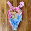 Disney Swim | Kids Disney Princess Ruffle Sleeve One Piece Swimsuit Size 2t | Color: Pink/White | Size: 2tg