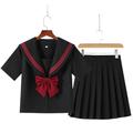 KYATON Skirt Black College Style Student School Uniform Jk Uniform Girl Sailor Suit Skirts-short Sleeve Set-m