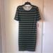 Lularoe Dresses | Green & Striped Julia Lularoe Dress, Size S | Color: Cream/Green | Size: 4