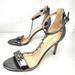 Nine West Shoes | Nine West Metallic Silver Pewter Stone Embellished Ankle Strap Heels Size 9.5 | Color: Silver | Size: 9.5