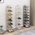 EYEWEB Shoe Racks Storage Metal Tall Slim Storage Cabinet for Hallways Simple Shoe Shelf, White Black Gold Lightweight Shoe Cabinet Organiser 5 Tier 6 Tier 7 Tier 8 Tier 9 gold-5 Tier