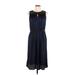 Ann Taylor LOFT Casual Dress - Party High Neck Sleeveless: Blue Solid Dresses - Women's Size 10