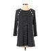 J.Jill Casual Dress - Shift Crew Neck 3/4 sleeves: Black Stripes Dresses - New - Women's Size Small