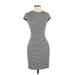 H&M Casual Dress - Mini Crew Neck Short Sleeve: Gray Houndstooth Dresses - Women's Size 2