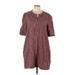 J.Crew Casual Dress - Shirtdress: Burgundy Plaid Dresses - Women's Size Large