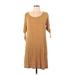 Signature Studio Casual Dress - Shift: Tan Print Dresses - Women's Size Large