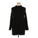 CAbi Casual Dress - Sweater Dress High Neck Long sleeves: Black Solid Dresses - Women's Size X-Large