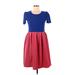 Lularoe Casual Dress - Fit & Flare Scoop Neck Short sleeves: Red Solid Dresses - Women's Size Medium