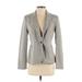 Zara Basic Blazer Jacket: Below Hip Gray Print Jackets & Outerwear - Women's Size 4