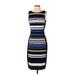 White House Black Market Cocktail Dress - Midi: Blue Stripes Dresses - Women's Size 4