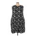 Lularoe Casual Dress - Shift Crew Neck Sleeveless: Black Print Dresses - Women's Size 3X